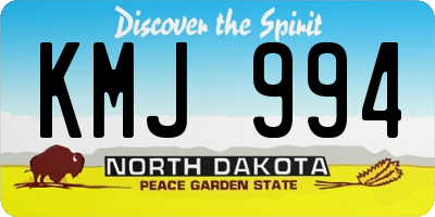 ND license plate KMJ994