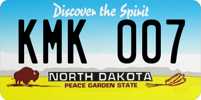 ND license plate KMK007