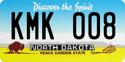 ND license plate KMK008