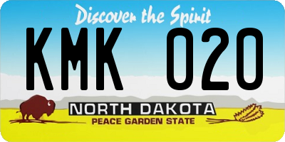 ND license plate KMK020