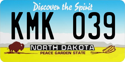 ND license plate KMK039
