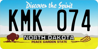 ND license plate KMK074