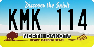 ND license plate KMK114
