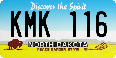 ND license plate KMK116