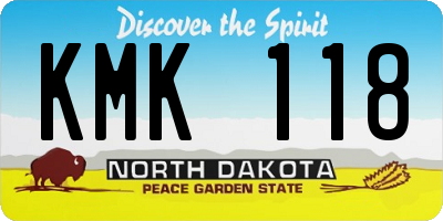 ND license plate KMK118