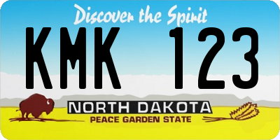 ND license plate KMK123