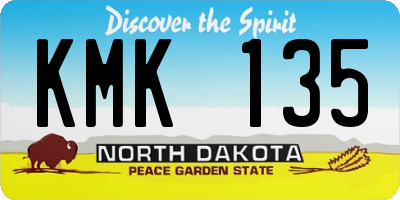 ND license plate KMK135