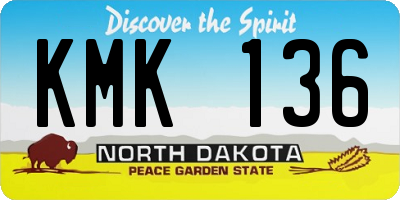 ND license plate KMK136