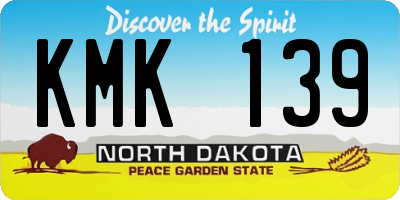 ND license plate KMK139