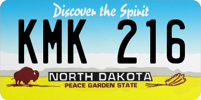 ND license plate KMK216