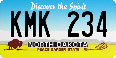 ND license plate KMK234
