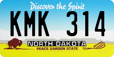 ND license plate KMK314