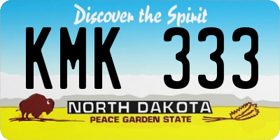 ND license plate KMK333