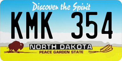 ND license plate KMK354
