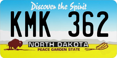 ND license plate KMK362