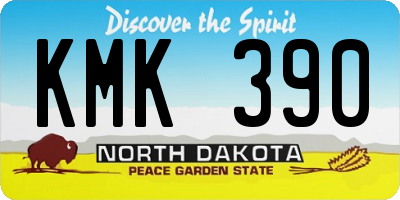 ND license plate KMK390