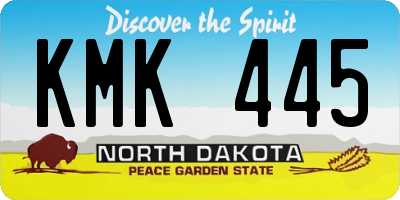 ND license plate KMK445