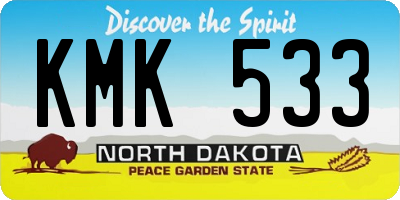 ND license plate KMK533