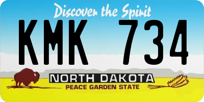 ND license plate KMK734