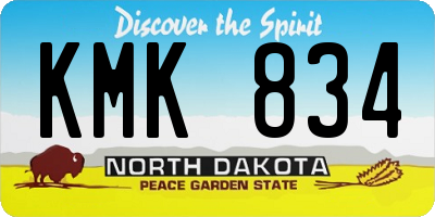 ND license plate KMK834