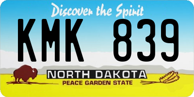 ND license plate KMK839