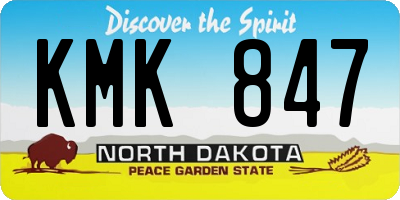 ND license plate KMK847