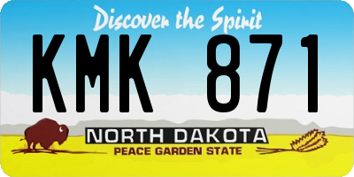 ND license plate KMK871