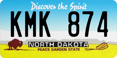 ND license plate KMK874
