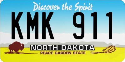 ND license plate KMK911