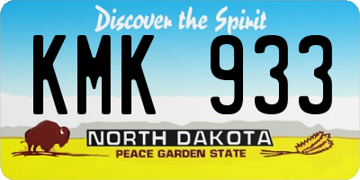 ND license plate KMK933