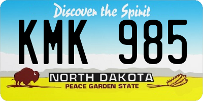 ND license plate KMK985