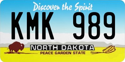 ND license plate KMK989