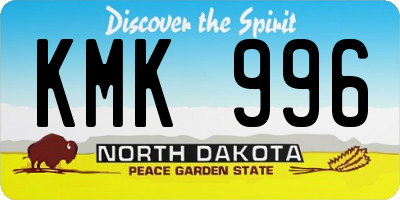 ND license plate KMK996