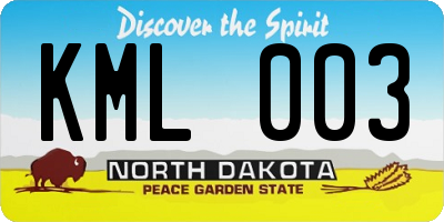 ND license plate KML003