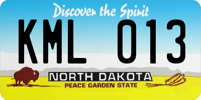 ND license plate KML013