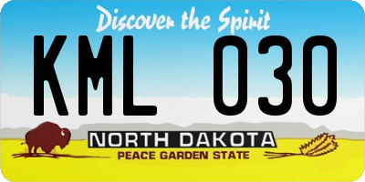 ND license plate KML030