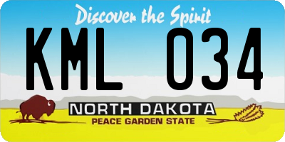 ND license plate KML034