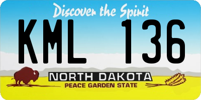 ND license plate KML136