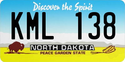 ND license plate KML138