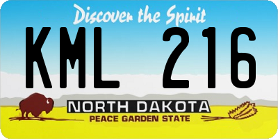 ND license plate KML216
