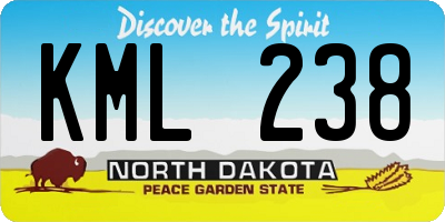 ND license plate KML238