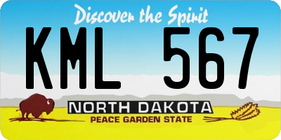 ND license plate KML567