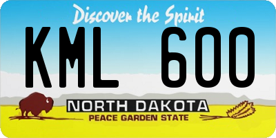ND license plate KML600