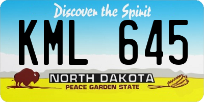 ND license plate KML645