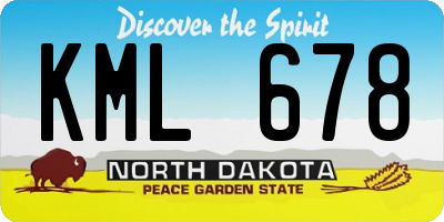 ND license plate KML678
