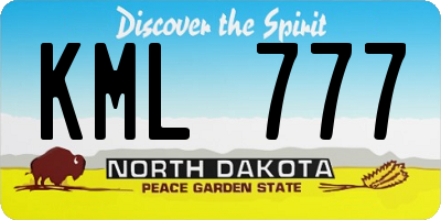 ND license plate KML777