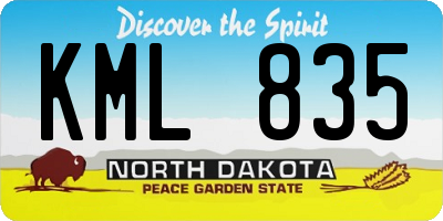 ND license plate KML835