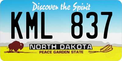 ND license plate KML837