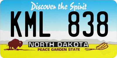 ND license plate KML838