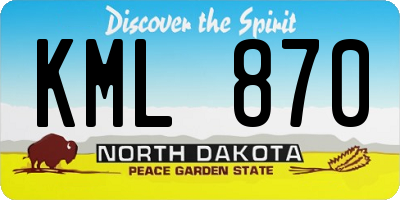 ND license plate KML870